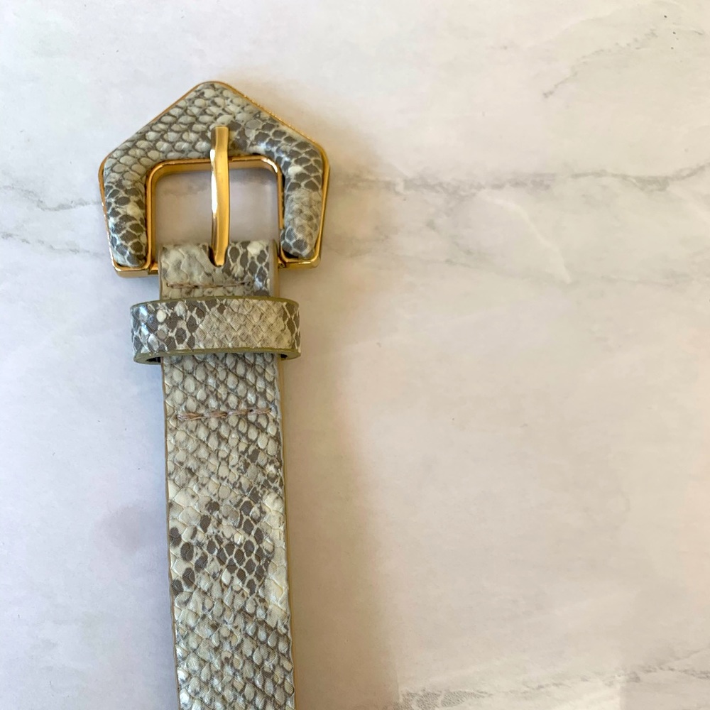 White snake skin belt